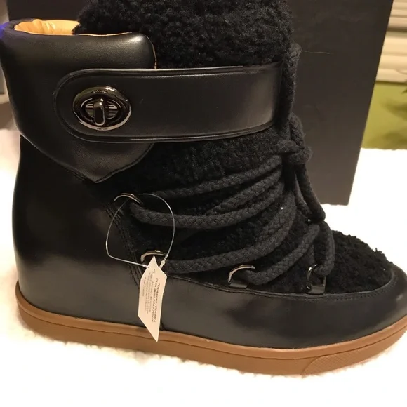Coach Monroe Shearling Women’s Black Leather Boots Size 9.5B NIB - Picture 5 of 9